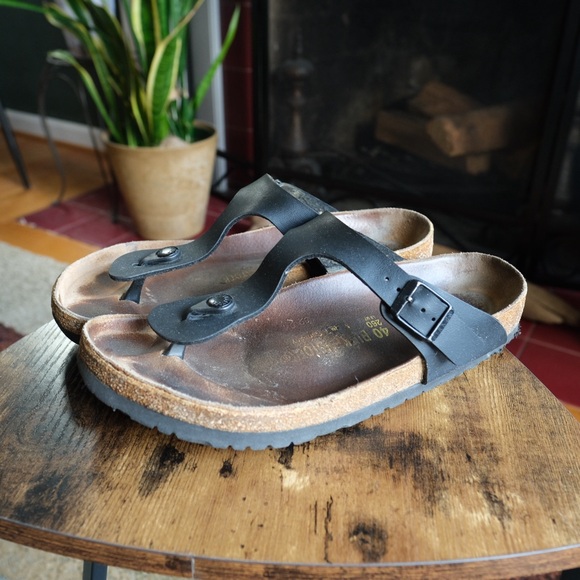 Birkenstock Gizeh Birko-Flor Black Thong Sandals Size 40 L9/M7 Boho Classic - Picture 2 of 9